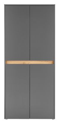 Schuhschrank Center in grau matt und Wotan Eiche Flurschrank 85 x 195 cm