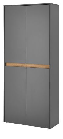 Schuhschrank Center in grau matt und Wotan Eiche Flurschrank 85 x 195 cm