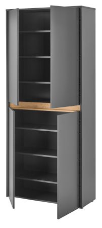 Garderobe Set 2-teilig Center in grau matt und Wotan Eiche Garderobenkombination 180 x 195 cm