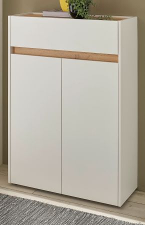 Schuhschrank Center in wei� und Wotan Eiche Flurkommode 85 x 122 cm