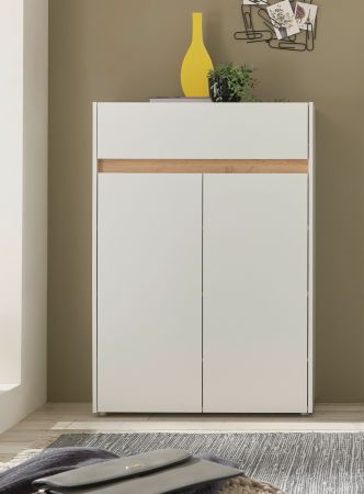 Schuhschrank Center in wei� und Wotan Eiche Flurkommode 85 x 122 cm
