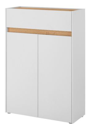 Schuhschrank Center in wei� und Wotan Eiche Flurkommode 85 x 122 cm