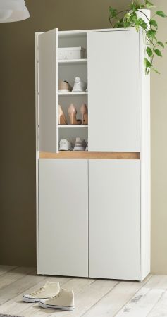 Schuhschrank Center in wei� und Wotan Eiche Flurschrank 85 x 195 cm