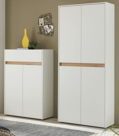 Garderobe Set 2-teilig Center in wei� und Wotan Eiche Garderobenkombination 180 x 195 cm