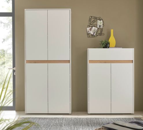 Garderobe Set 2-teilig Center in wei� und Wotan Eiche Garderobenkombination 180 x 195 cm