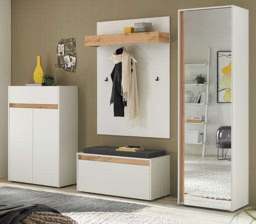 Garderobe Set 5-teilig Center in wei� und Wotan Eiche Garderobenkombination 265 x 200 cm