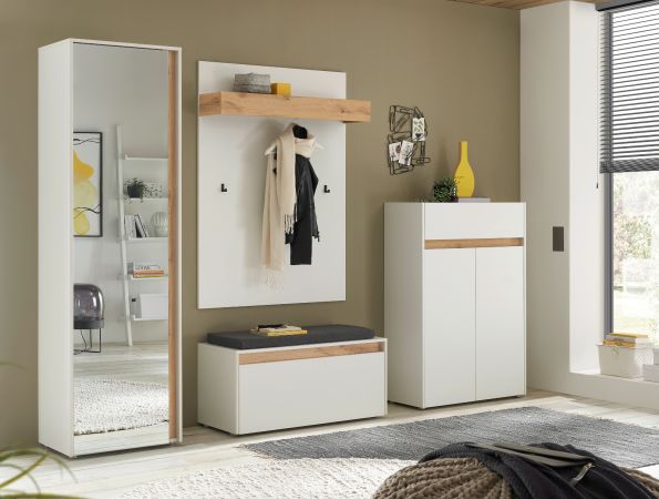 Garderobe Set 5-teilig Center in wei� und Wotan Eiche Garderobenkombination 265 x 200 cm