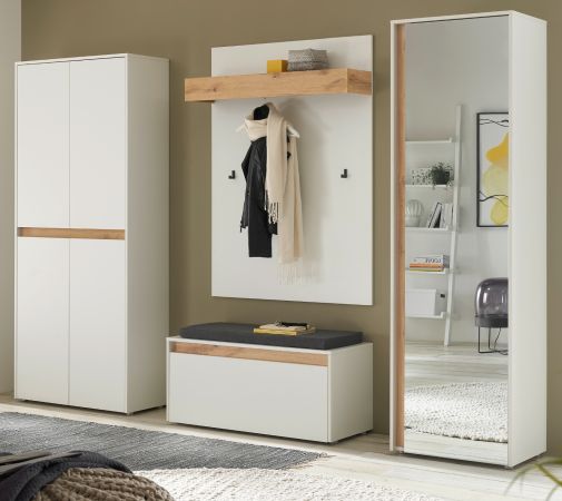 Garderobe Set 5-teilig Center in wei� und Wotan Eiche Garderobenkombination 265 x 200 cm