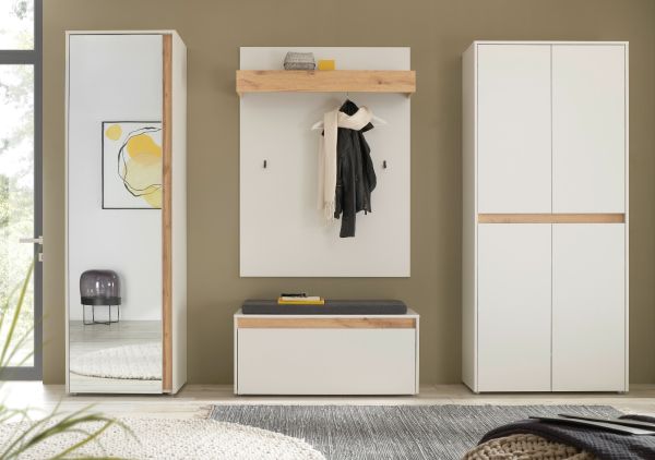 Garderobe Set 5-teilig Center in wei� und Wotan Eiche Garderobenkombination 265 x 200 cm