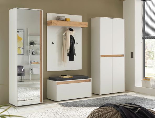 Garderobe Set 5-teilig Center in wei� und Wotan Eiche Garderobenkombination 265 x 200 cm
