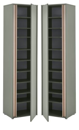 Schuhschrank Center in Salbei Gr�n und Barista Eiche Flurschrank 50 x 200 cm