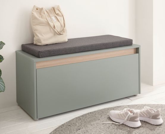 Garderobe Sitzbank Center in Salbei und Barista Eiche Garderobenbank 100 cm