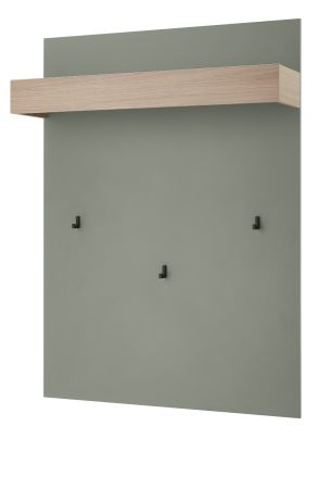 Garderobenpaneel Center in Salbei und Barista Eiche Wandgarderobe 100 x 135 cm