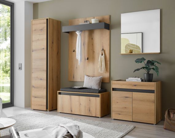 H�ngeschrank Center in Evoke Eiche und grau Flurschrank h�ngend 100 cm