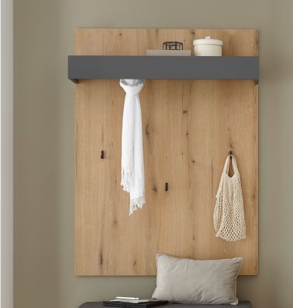 Garderobenpaneel Center in Evoke Eiche und grau Wandgarderobe 100 x 135 cm
