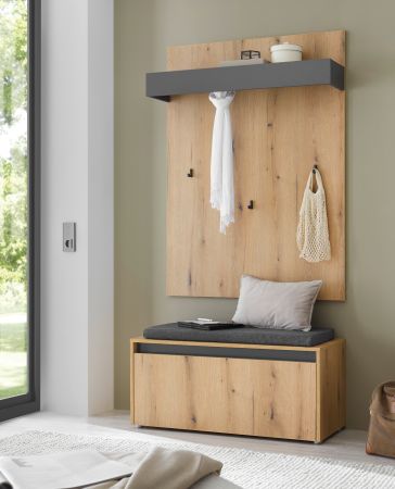 Garderobenpaneel Center in Evoke Eiche und grau Wandgarderobe 100 x 135 cm