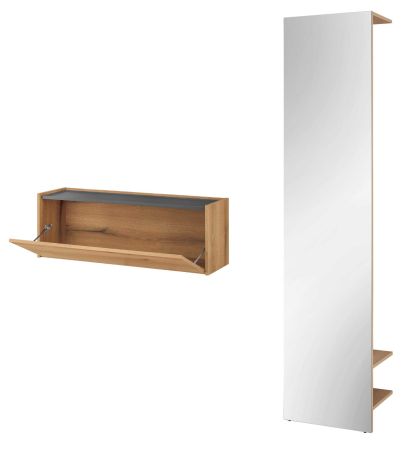Garderobe Set 2-teilig Center in Evoke Eiche und grau Garderobenkombination 150 x 200 cm