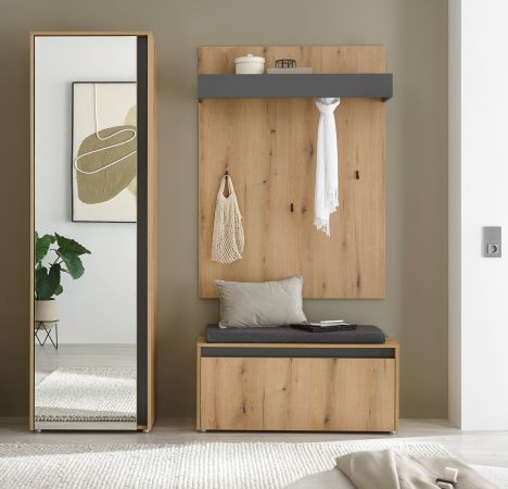 Garderobe Set 4-teilig Center in Evoke Eiche und grau Garderobenkombination 170 x 200 cm