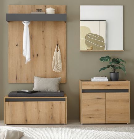 Garderobe Set 5-teilig Center in Evoke Eiche und grau Garderobenkombination 190 x 200 cm