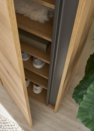 Garderobe Set 5-teilig Center in Evoke Eiche und grau Garderobenkombination 230 x 200 cm