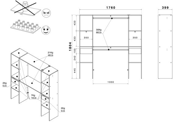Parisot Kleiderschrank Nivo in Wei� Mehrzweckschrank 176 x 180 cm
