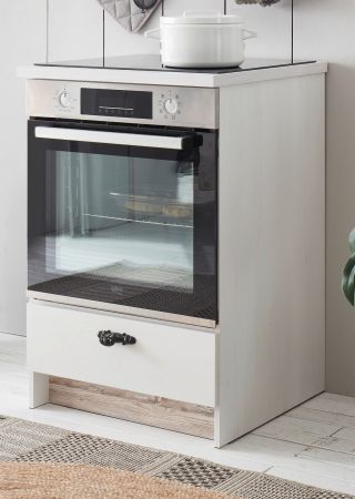 Herdumbauschrank Rovola in wei� Pinie Landhaus K�che Unterschrank 60 cm, Soft-Close