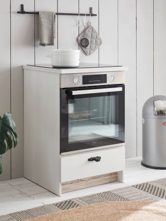 Herdumbauschrank Rovola in wei� Pinie Landhaus K�che Unterschrank 60 cm, Soft-Close