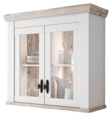 K�che H�ngeschrank Rovola in wei� Pinie Landhaus K�chenschrank h�ngend 92 x 85 cm, Soft-Close