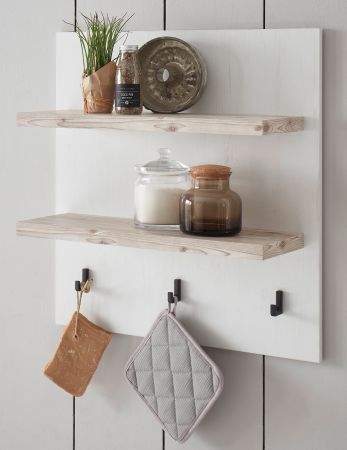 K�chenregal Rovola in wei� Pinie Landhaus K�che Wandregal 60 x 65 cm Gew�rzregal