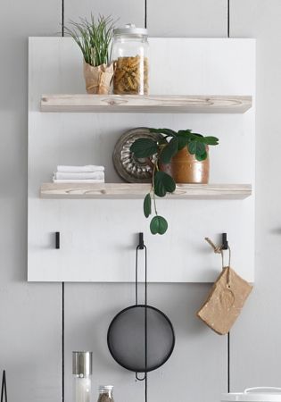 K�chenregal Rovola in wei� Pinie Landhaus K�che Wandregal 60 x 65 cm Gew�rzregal