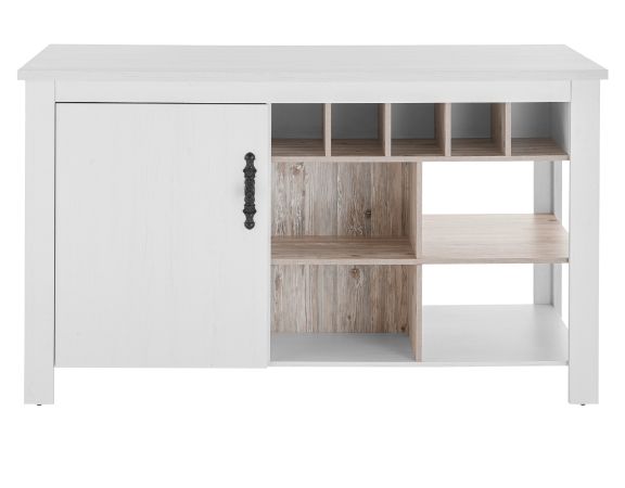 K�cheninsel Rovola in wei� Pinie Landhaus K�chenschrank freistehend 161 x 77 cm, Soft-Close
