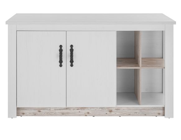 K�chentheke Rovola in wei� Pinie Landhaus K�cheninsel freistehend 161 x 90 cm, Soft-Close