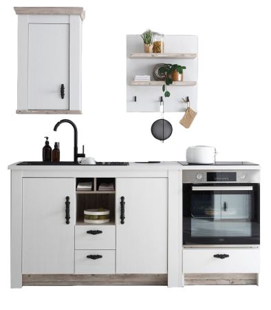 K�che Rovola in wei� Pinie Landhaus K�chenschrank Set 4-teilig 191 x 200 cm