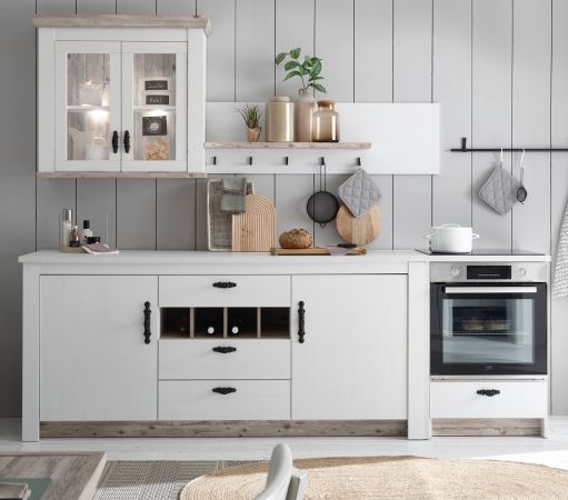 K�che Rovola in wei� Pinie Landhaus K�chenschrank Set 4-teilig 264 x 200 cm