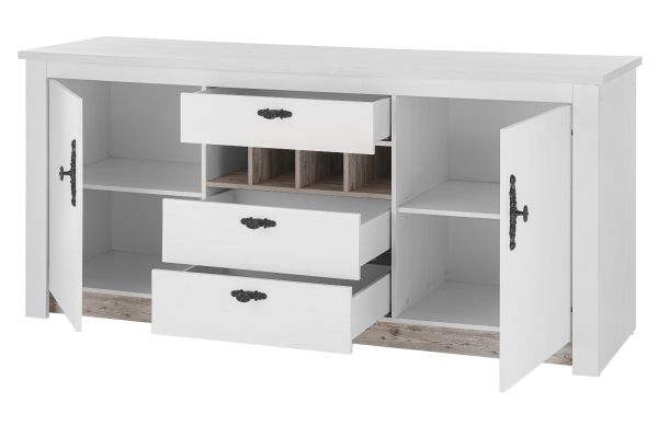 K�che Rovola in wei� Pinie Landhaus K�chenschrank Set 4-teilig 264 x 200 cm