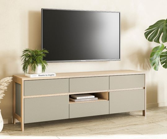TV-Lowboard Finnes in Salbei und Eiche TV Unterteil skandinavisch 164 cm, Soft-Close