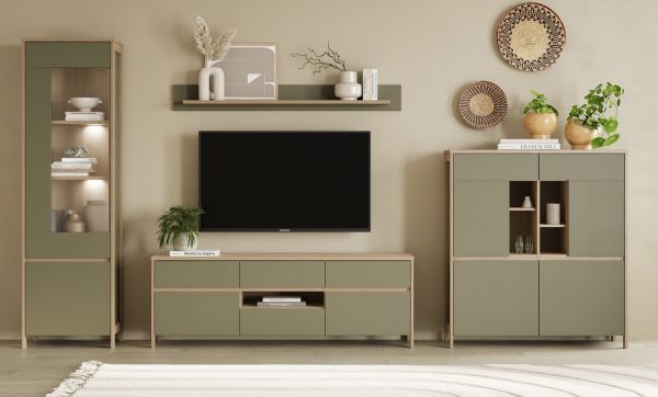 TV-Lowboard Finnes in Salbei und Eiche TV Unterteil skandinavisch 164 cm, Soft-Close