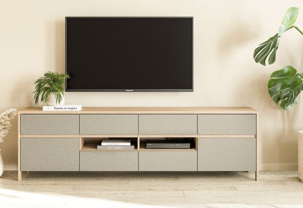 TV-Lowboard Finnes in Salbei und Eiche TV Unterteil skandinavisch 193 cm, Soft-Close