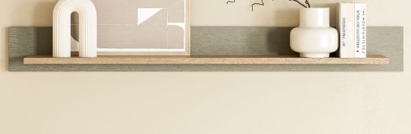 Wandboard Finnes in Salbei und Eiche Wandregal skandinavisch 180 cm
