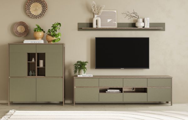 Wandboard Finnes in Salbei und Eiche Wandregal skandinavisch 180 cm