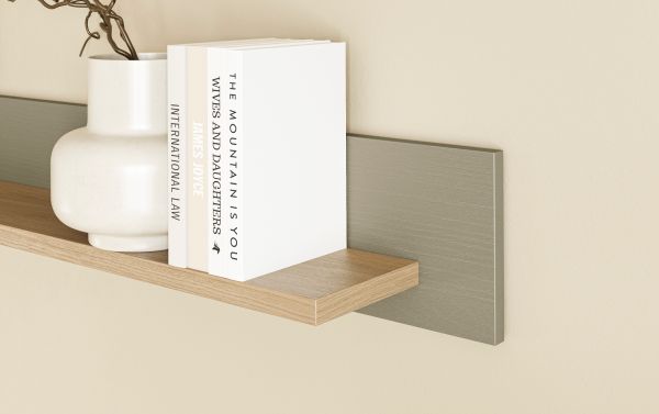 Wohnwand Finnes in Salbei und Eiche Wohnkombination skandinavisch 4-teilig 339 cm, Soft-Close