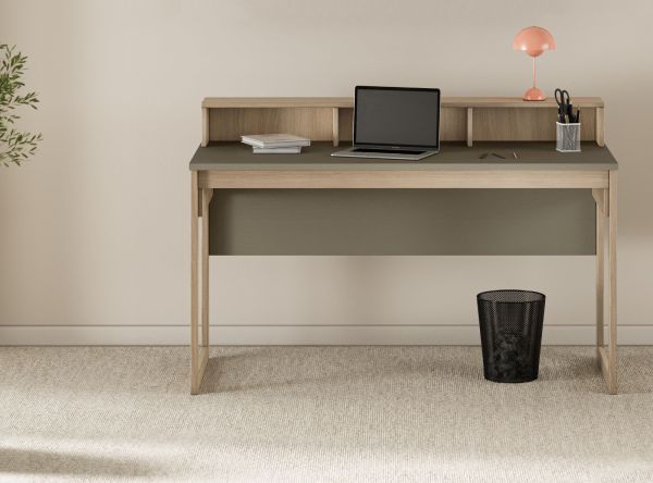 Wohnkombination Finnes in Salbei und Eiche Highboard und Schreibtisch skandinavisch, Soft-Close