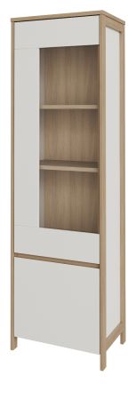 Vitrine Finnes in wei� und Eiche Vitrinenschrank skandinavisch 58 x 195 cm, Soft-Close