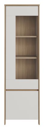 Vitrine Finnes in wei� und Eiche Vitrinenschrank skandinavisch 58 x 195 cm, Soft-Close
