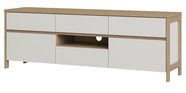 TV-Lowboard Finnes in wei� und Eiche TV Unterteil skandinavisch 164 cm, Soft-Close