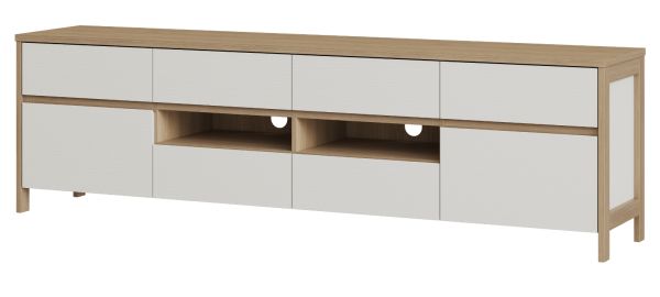 TV-Lowboard Finnes in wei� und Eiche TV Unterteil skandinavisch 193 cm, Soft-Close