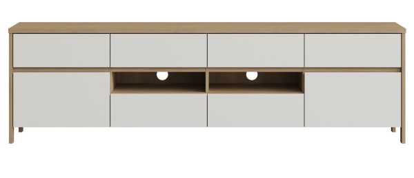 TV-Lowboard Finnes in wei� und Eiche TV Unterteil skandinavisch 193 cm, Soft-Close