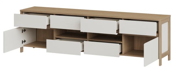 TV-Lowboard Finnes in wei� und Eiche TV Unterteil skandinavisch 193 cm, Soft-Close