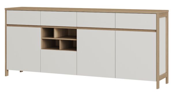 Sideboard Finnes in wei� und Eiche Kommode skandinavisch 193 cm, Soft-Close