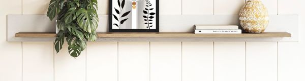 Wandboard Finnes in wei� und Eiche Wandregal skandinavisch 150 cm